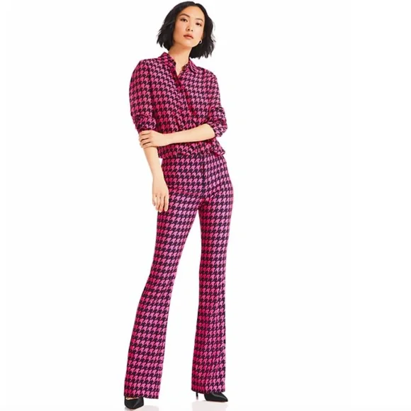 Alice and Olivia Olivia Houndstooth Bootcut Pants - 150th Anniversary Exclusive